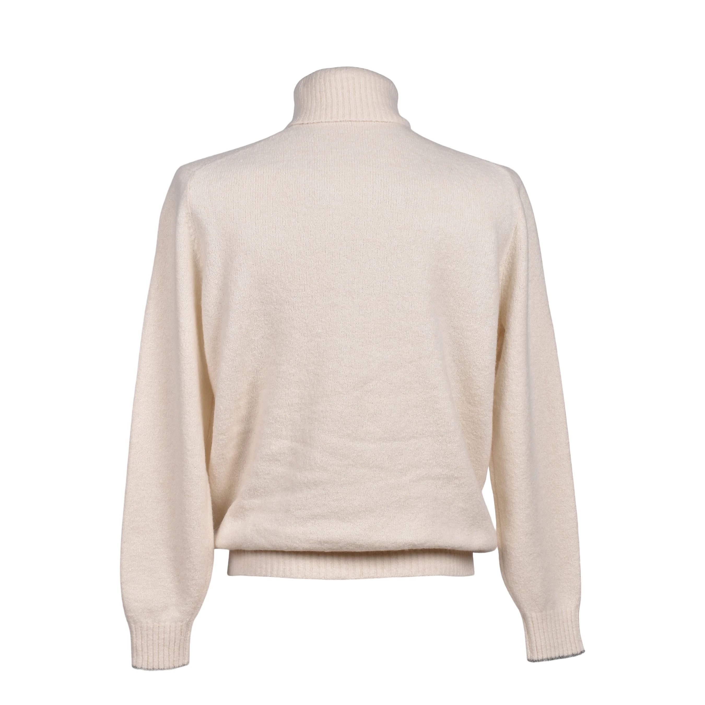 BRUNELLO CUCINELLI MEN'S OFF WHITE WOOL BLEND TURTLENECK SWEATER - Image 2
