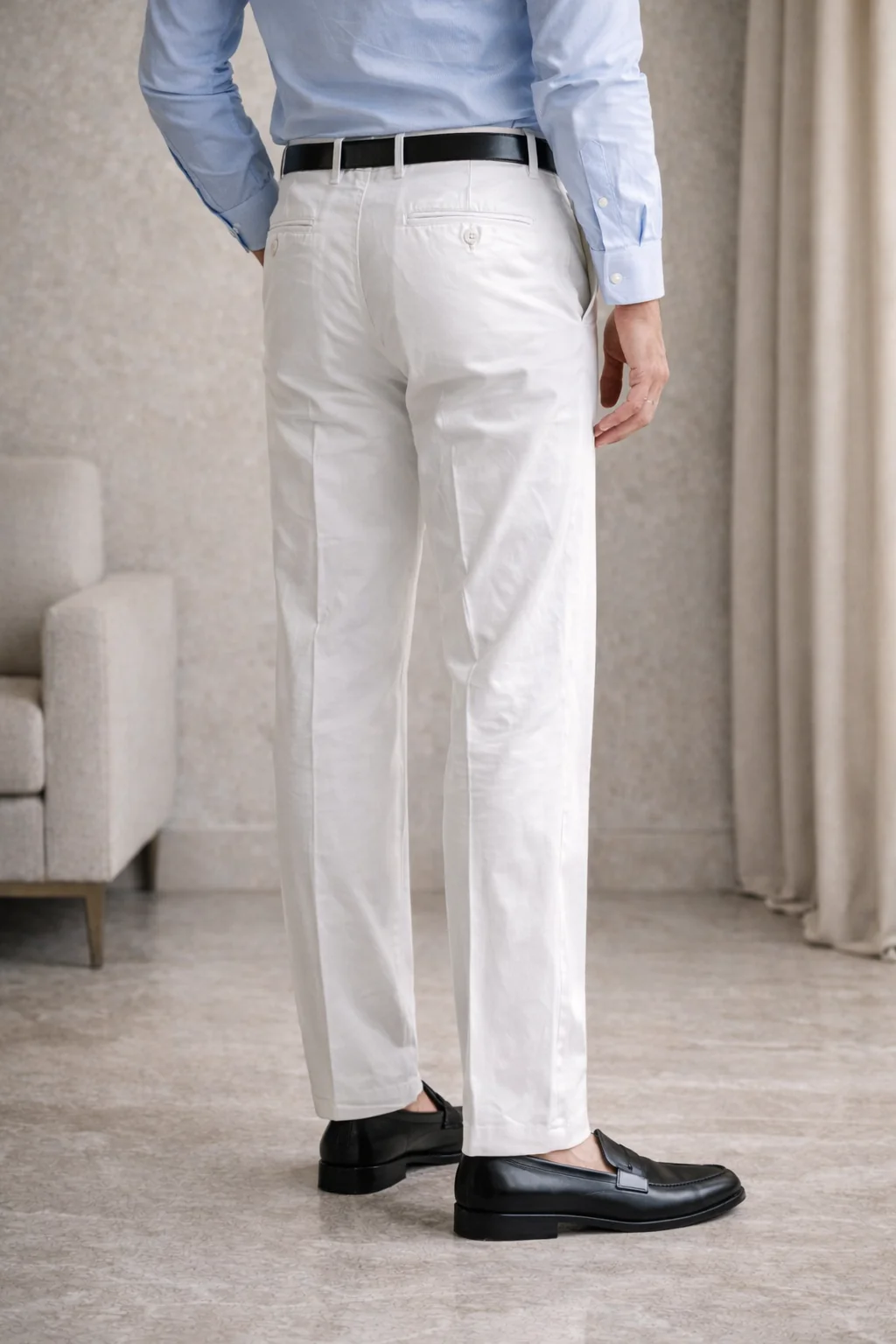 BRUNELLO CUCINELLI MEN'S WHITE TAILORED TROUSERS - Image 3