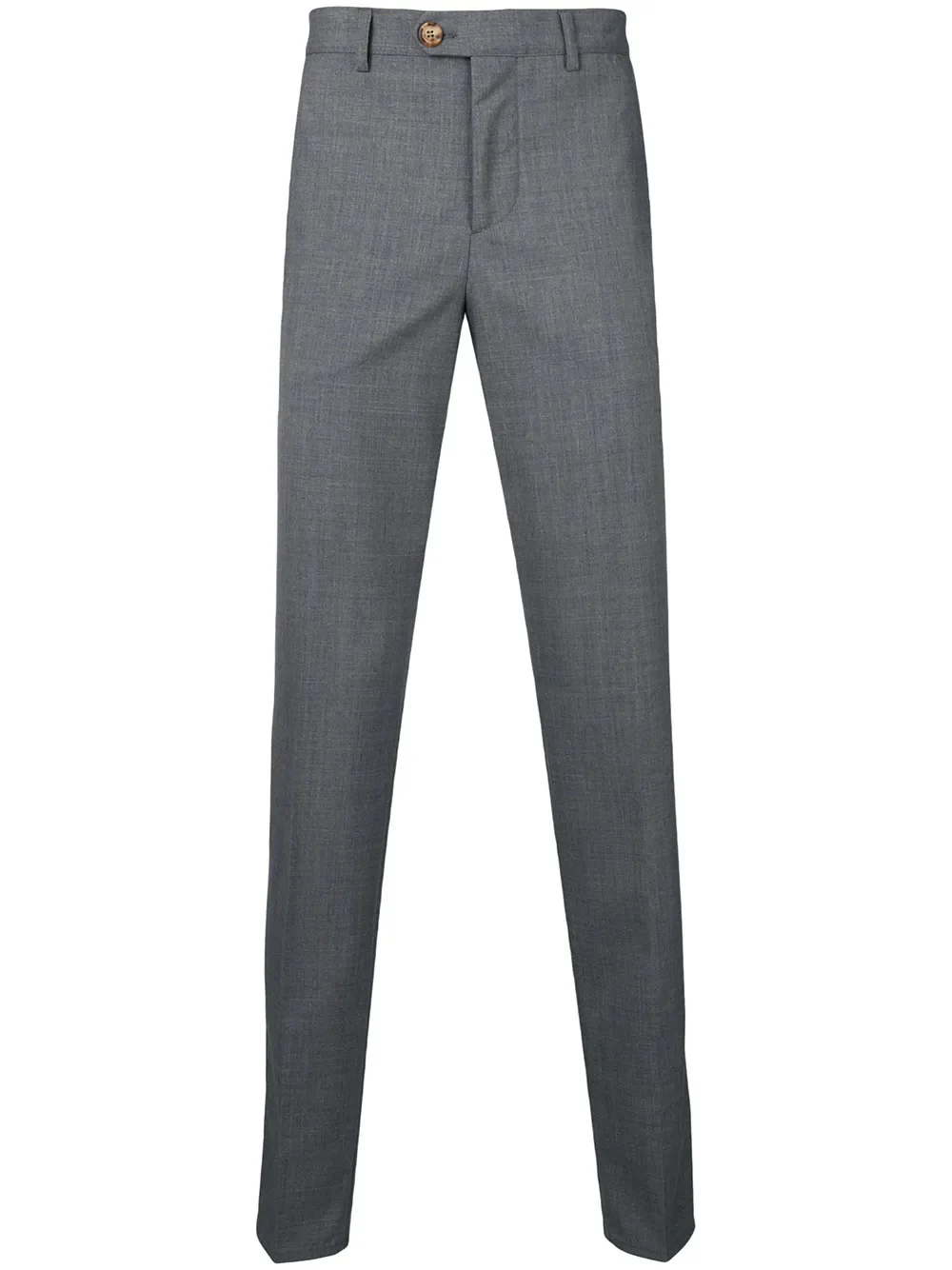BRUNELLO CUCINELLI MEN'S GRAY TAILORED TROUSERS WITH BUTTON DETAIL
