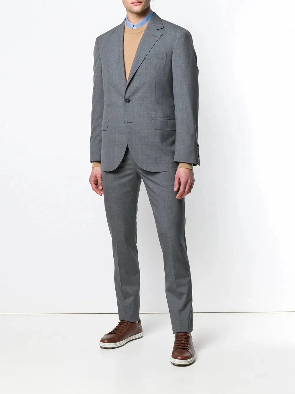 BRUNELLO CUCINELLI MEN'S GRAY TAILORED TROUSERS WITH BUTTON DETAIL - Image 2