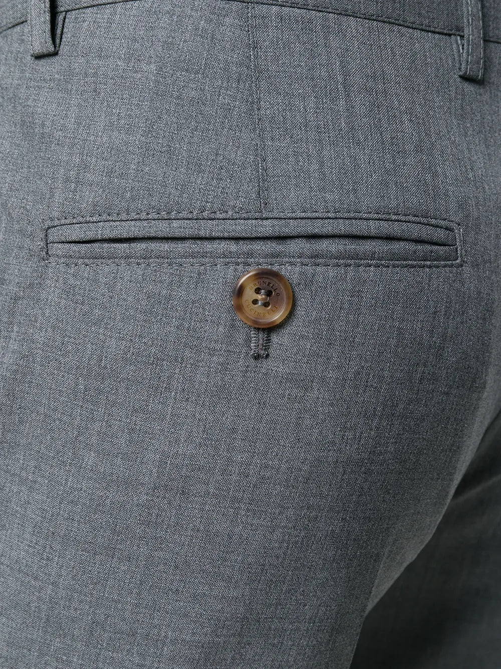BRUNELLO CUCINELLI MEN'S GRAY TAILORED TROUSERS WITH BUTTON DETAIL - Image 5