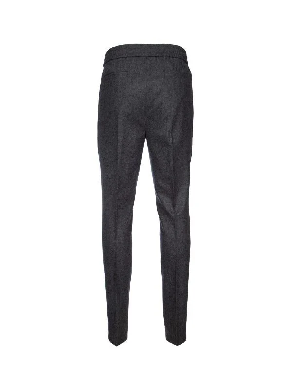BRUNELLO CUCINELLI MEN'S DARK GREY TAILORED DRAWSTRING TROUSERS - Image 4