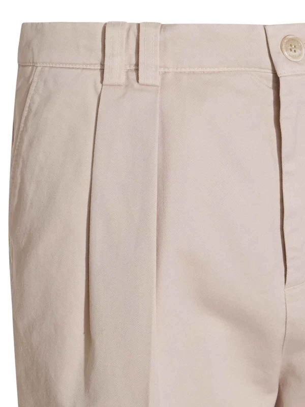 BRUNELLO CUCINELLI MEN'S BEIGE PLEATED TAILORED TROUSERS - Image 3