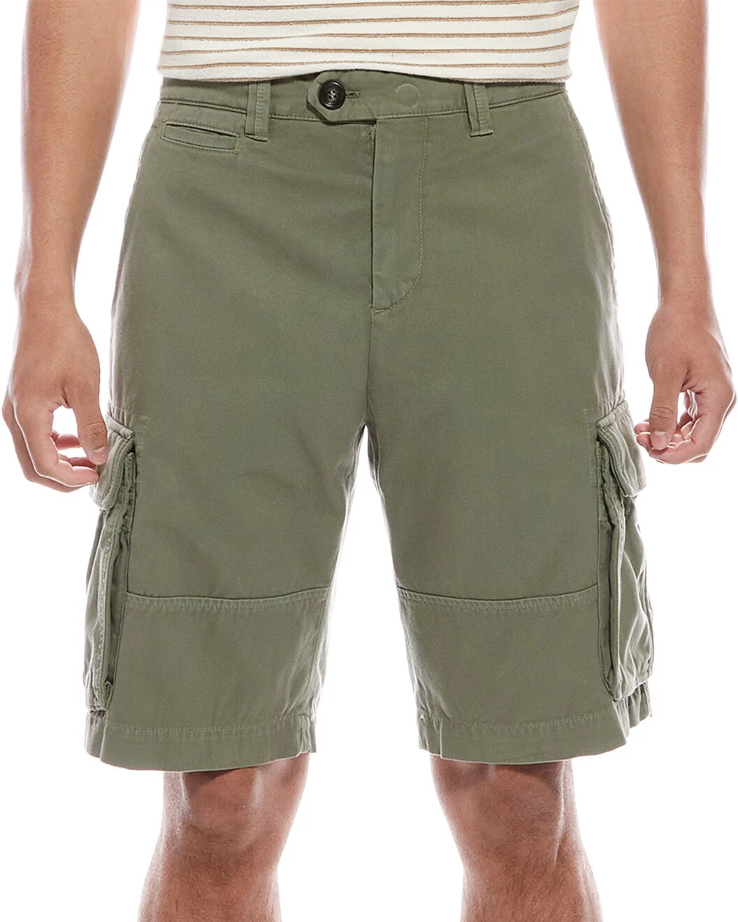BRUNELLO CUCINELLI MEN'S OLIVE CARGO BERMUDA SHORTS