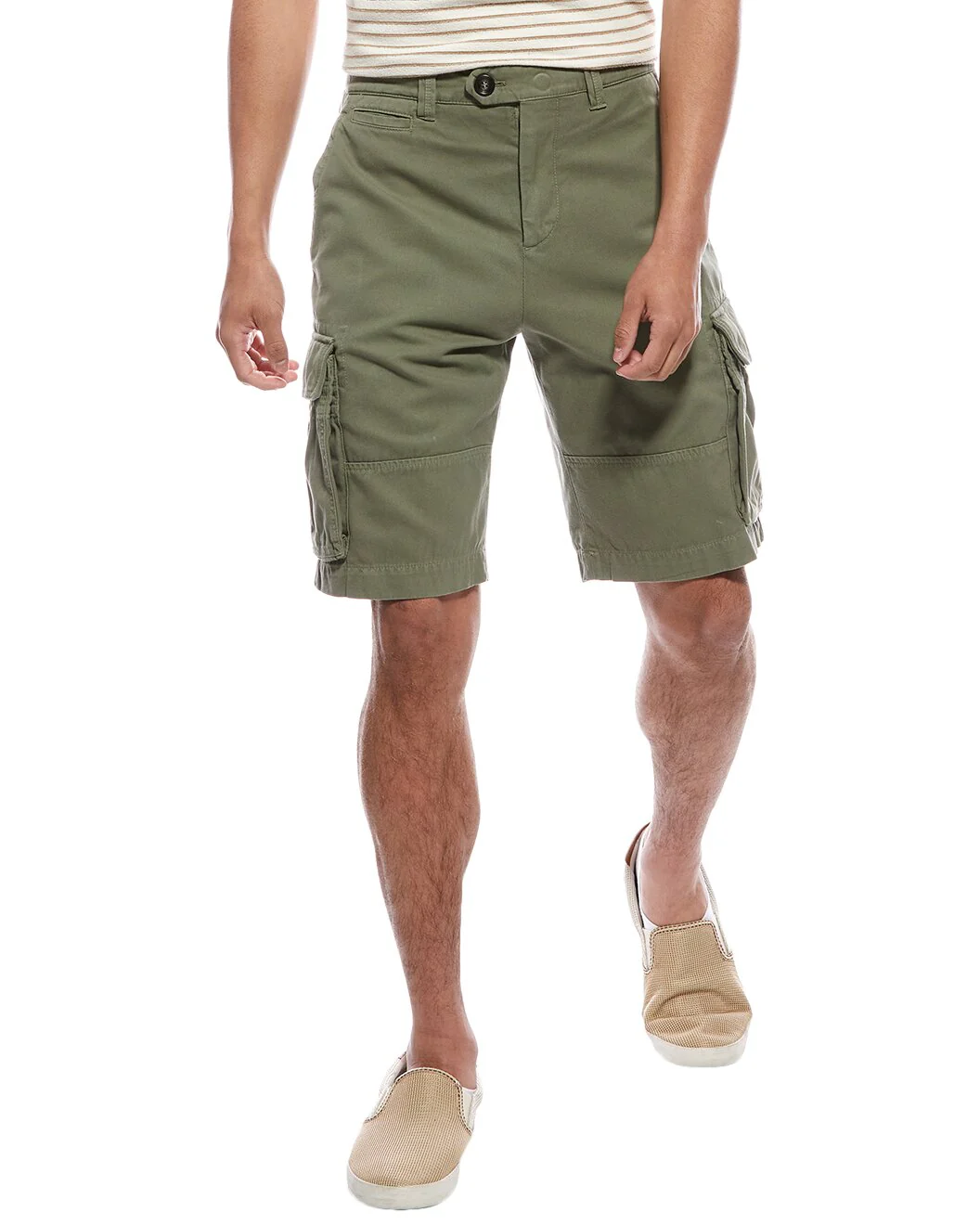BRUNELLO CUCINELLI MEN'S OLIVE CARGO BERMUDA SHORTS - Image 2