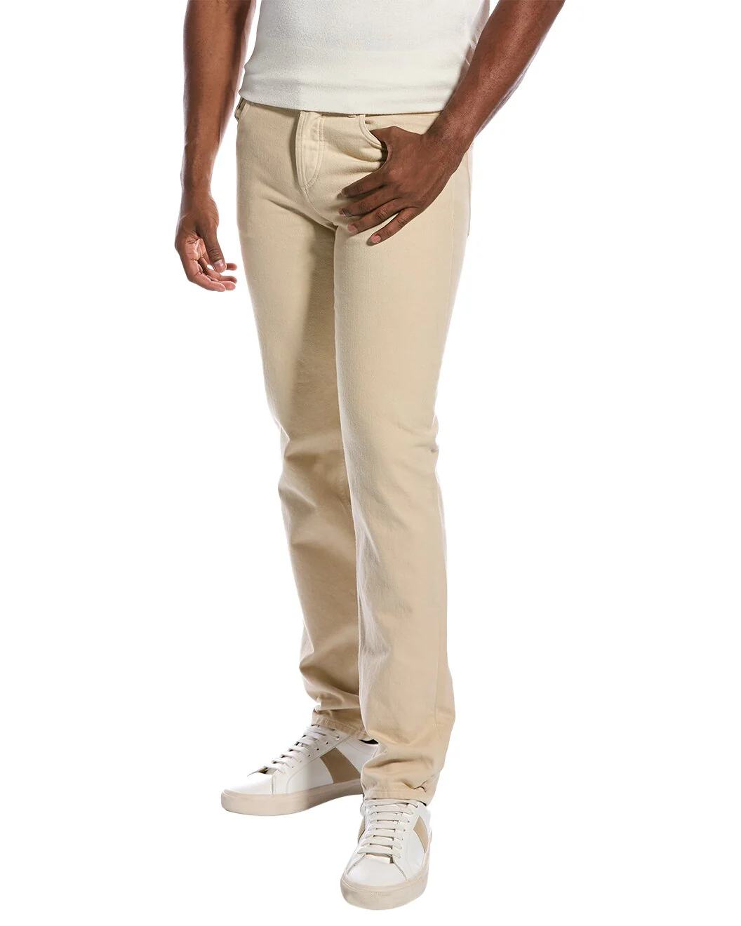 BRUNELLO CUCINELLI MEN'S BEIGE STRAIGHT-LEG TROUSERS