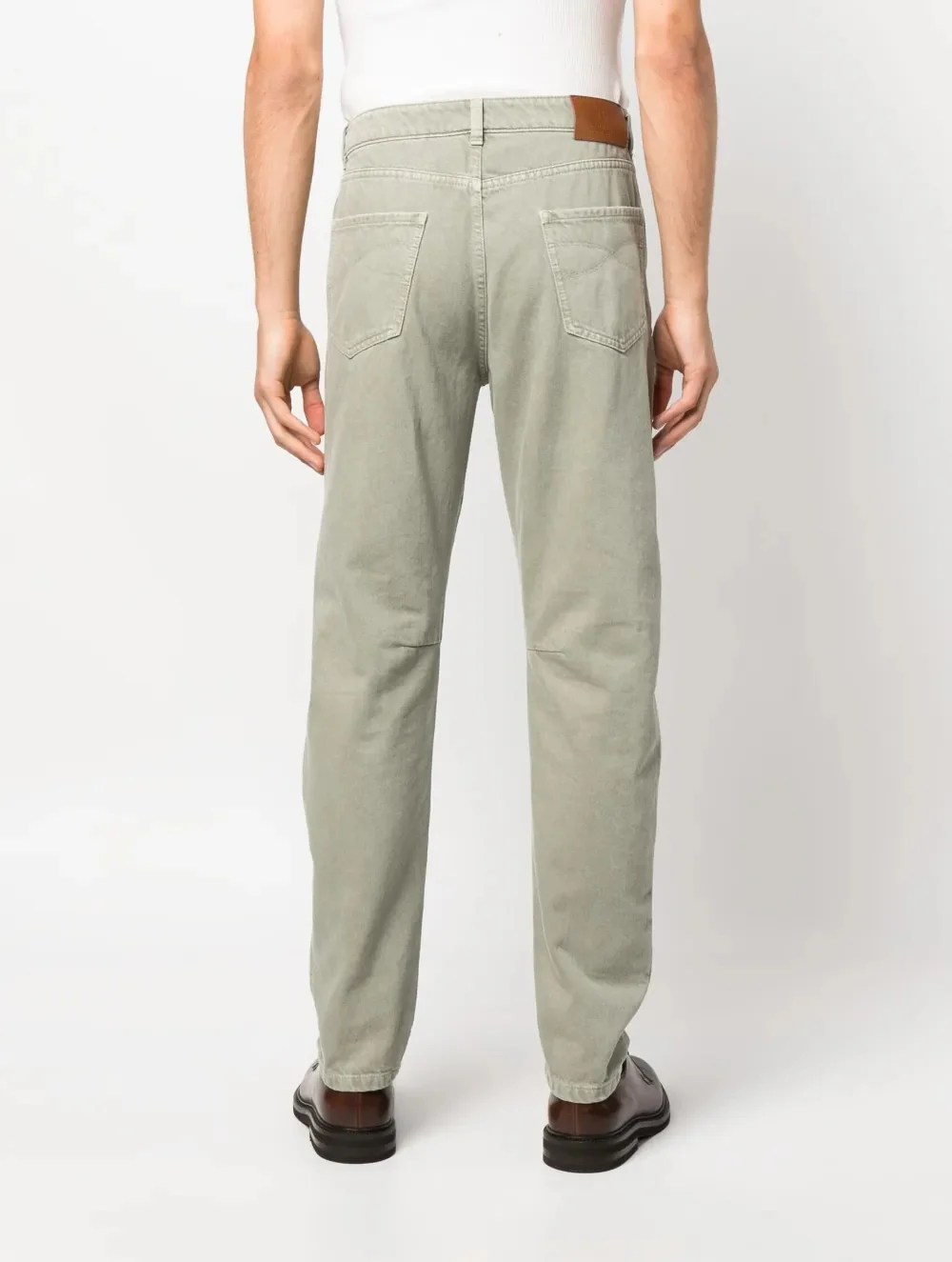 BRUNELLO CUCINELLI MEN'S SAGE GREEN STRAIGHT-LEG TROUSERS - Image 4
