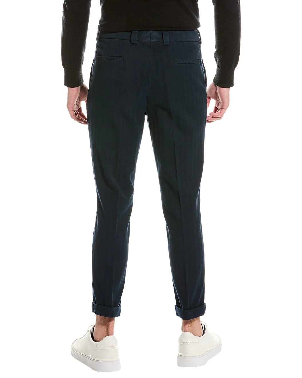 BRUNELLO CUCINELLI MEN'S NAVY PLEATED TAILORED TROUSERS - Image 2