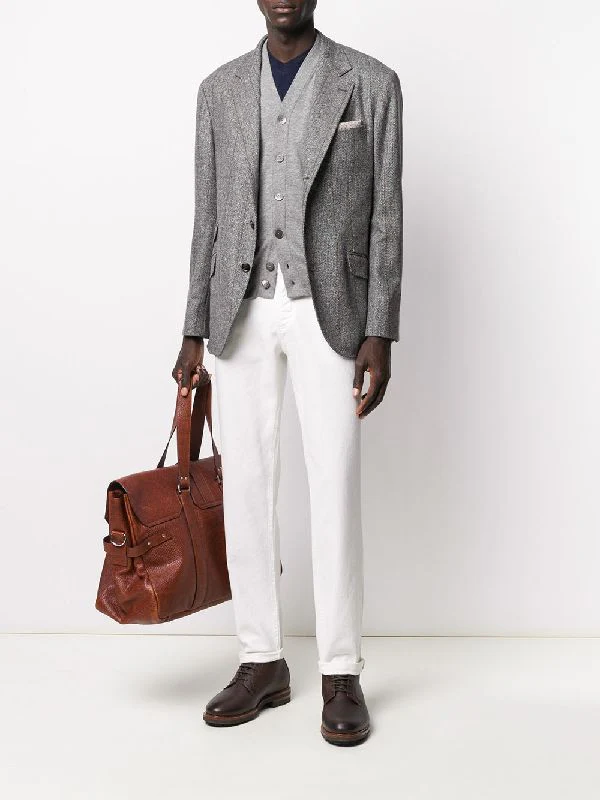 BRUNELLO CUCINELLI MEN'S WHITE STRAIGHT-LEG TROUSERS - Image 3