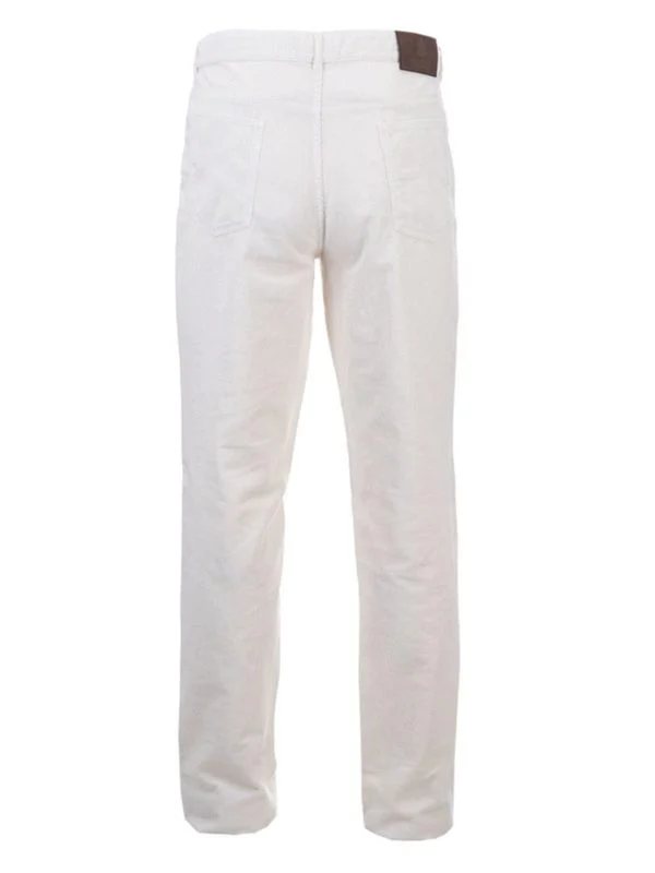 BRUNELLO CUCINELLI MEN'S OFF-WHITE STRAIGHT-LEG TROUSERS - Image 2