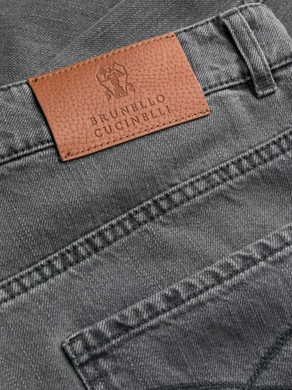 BRUNELLO CUCINELLI MEN'S CHARCOAL GRAY STRAIGHT-LEG TROUSERS - Image 5