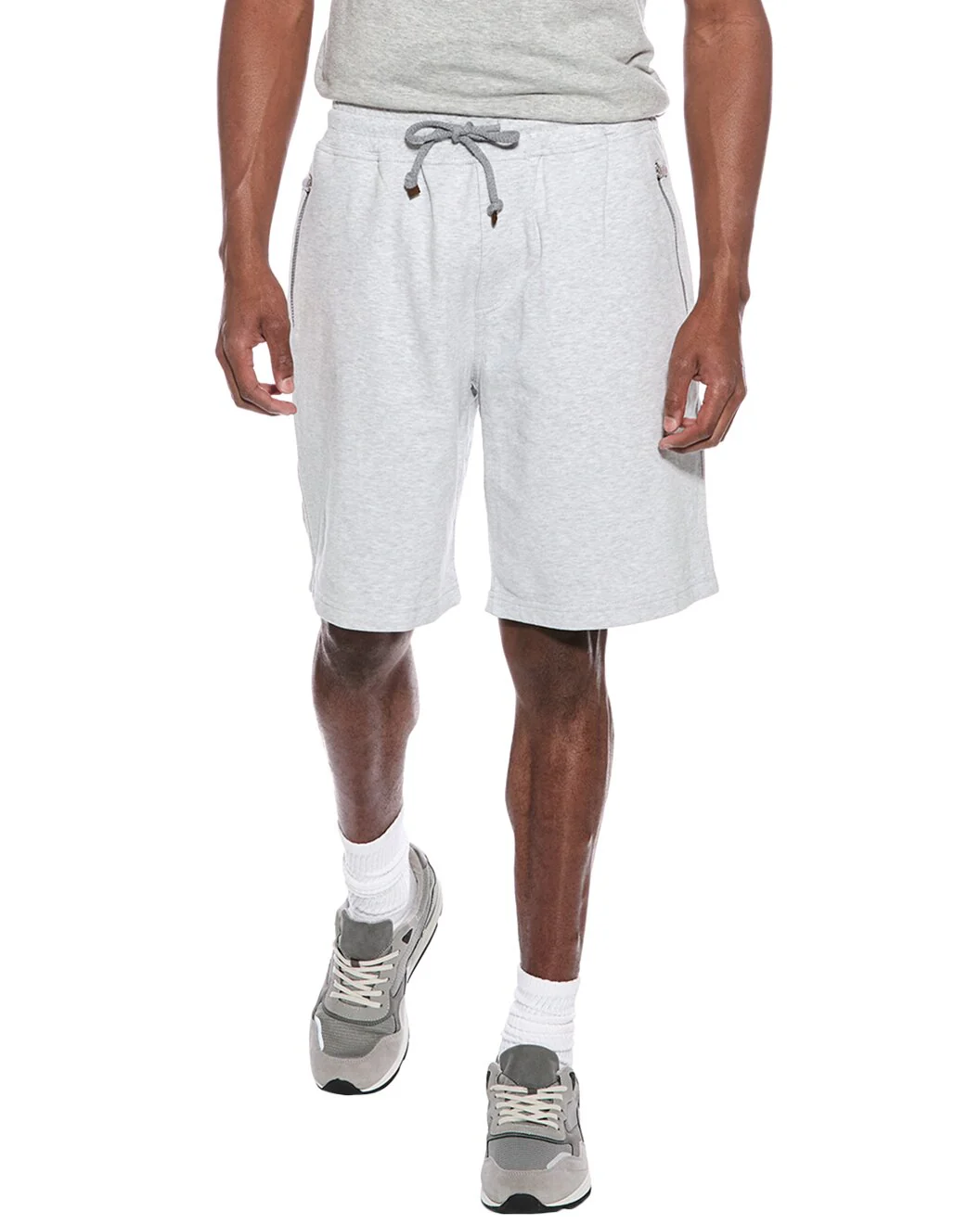 BRUNELLO CUCINELLI MEN'S LIGHT GREY DRAWSTRING SHORTS - Image 2
