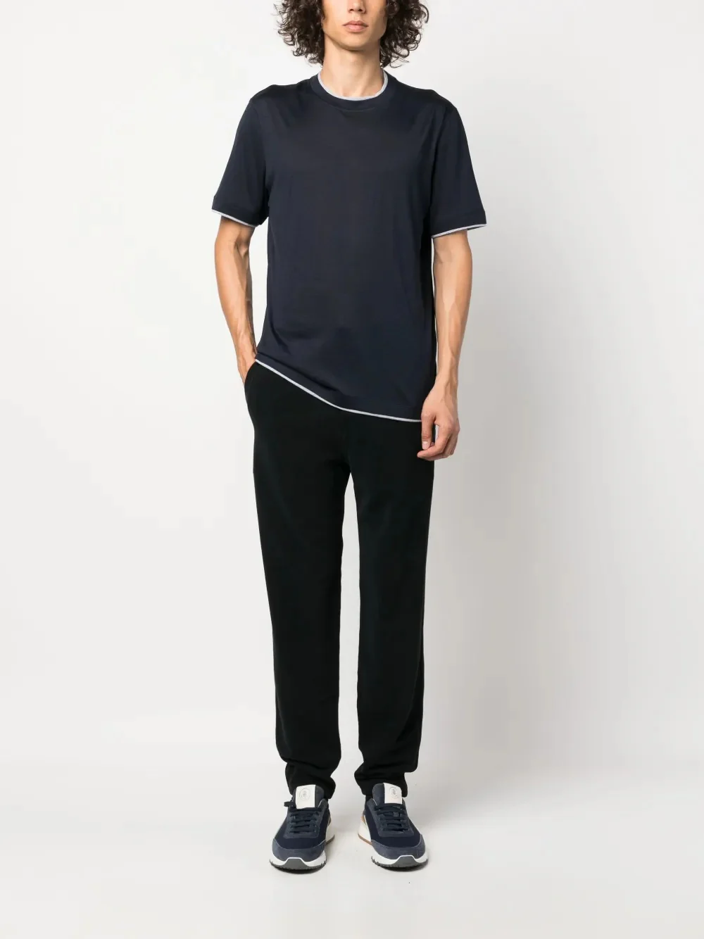 BRUNELLO CUCINELLI MEN'S BLACK DRAWSTRING RELAXED TROUSERS - Image 2