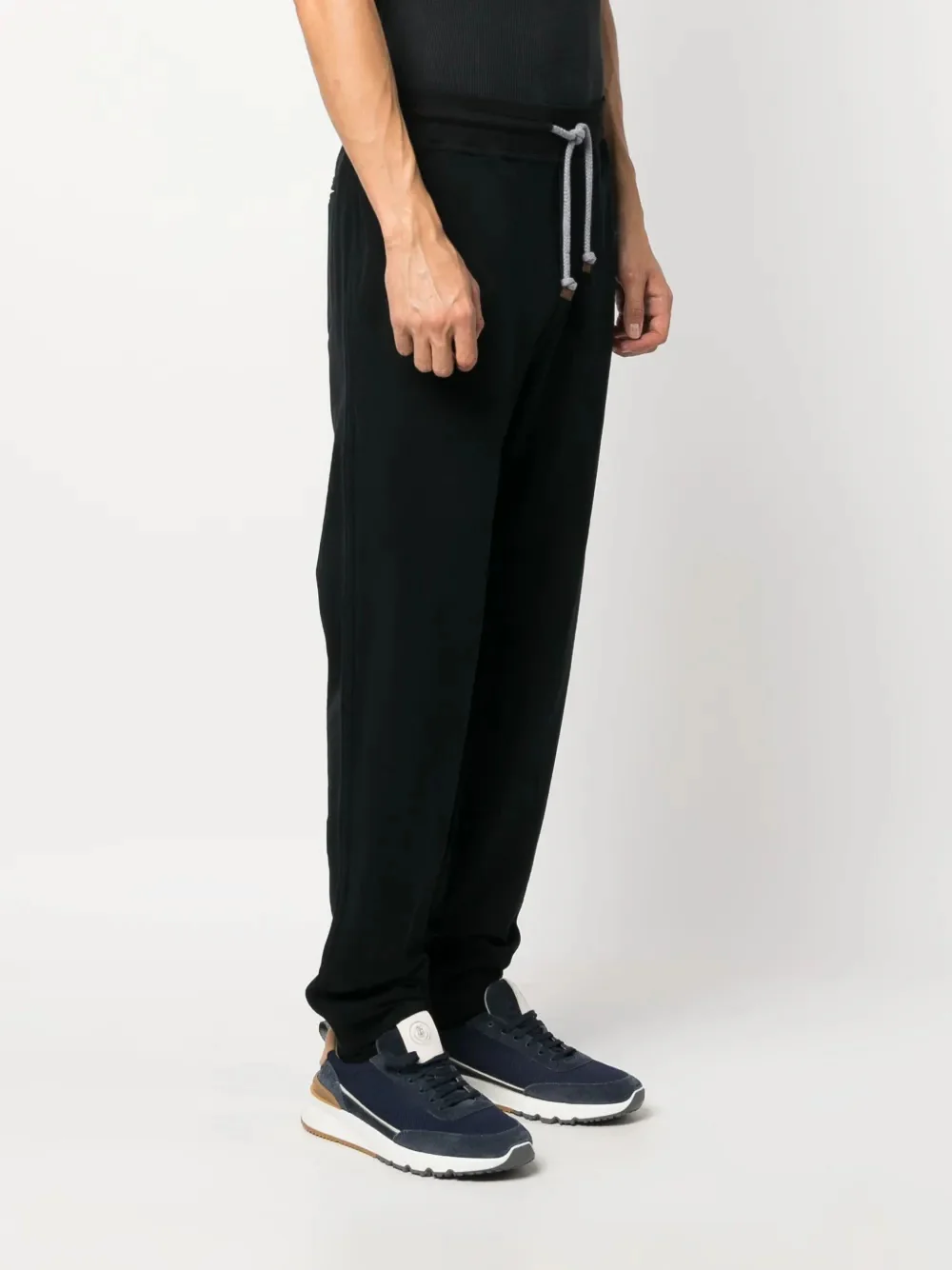 BRUNELLO CUCINELLI MEN'S BLACK DRAWSTRING RELAXED TROUSERS - Image 3