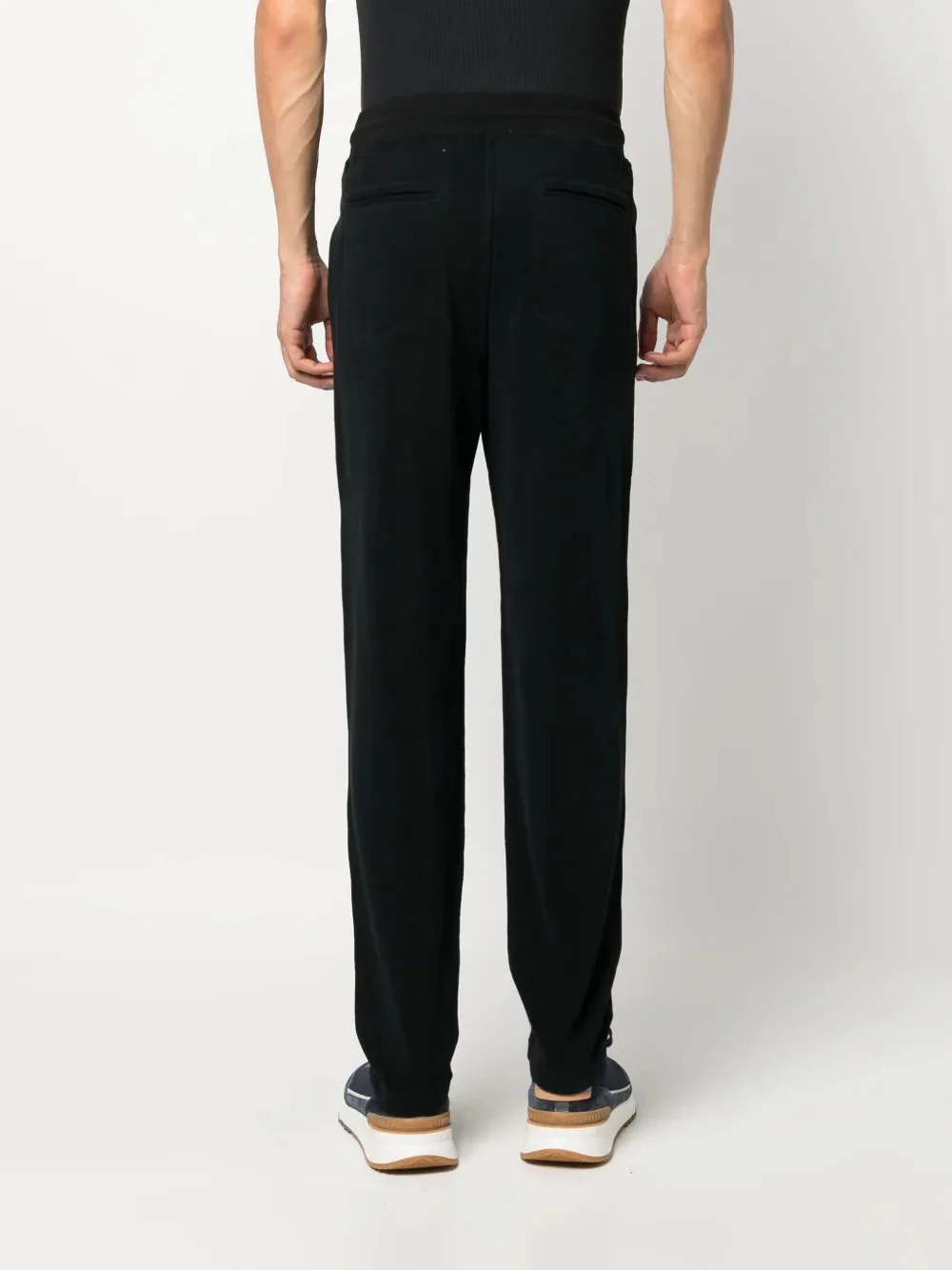 BRUNELLO CUCINELLI MEN'S BLACK DRAWSTRING RELAXED TROUSERS - Image 4