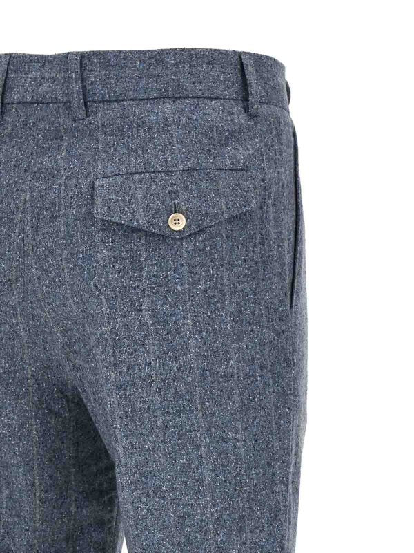 BRUNELLO CUCINELLI MEN'S SKY BLUE PLEATED TROUSERS - Image 4