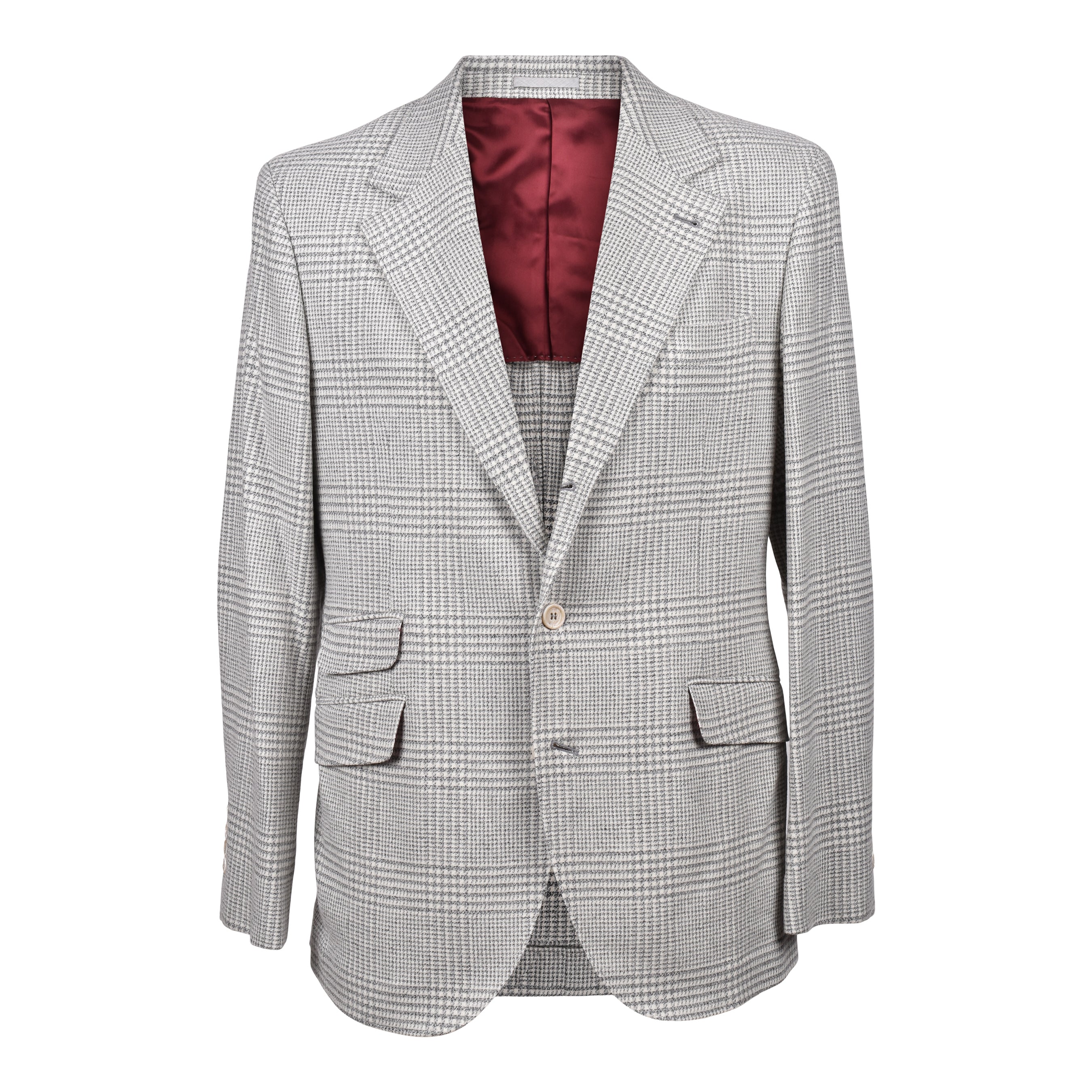 BRUNELLO CUCINELLI MEN'S PEARL WOOL CHECK THREE-BUTTON SUIT