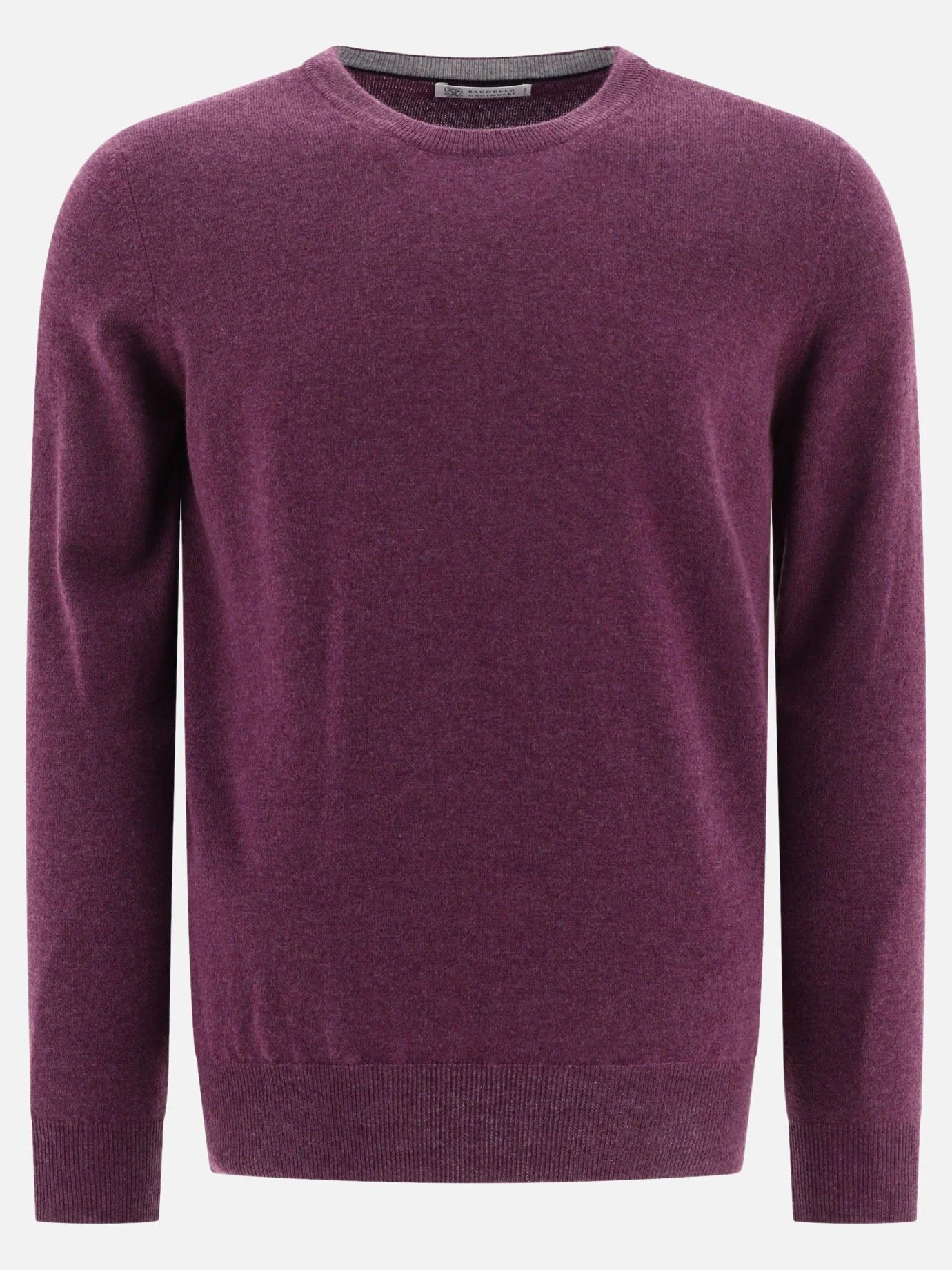 BRUNELLO CUCINELLI MEN'S PLUM CASHMERE CREWNECK SWEATER