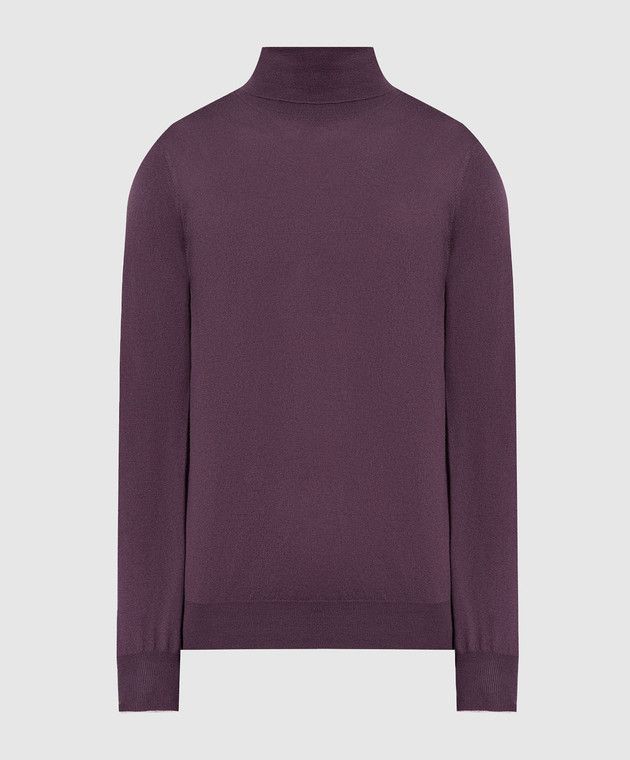 BRUNELLO CUCINELLI MEN'S PLUM TURTLENECK KNIT SWEATER