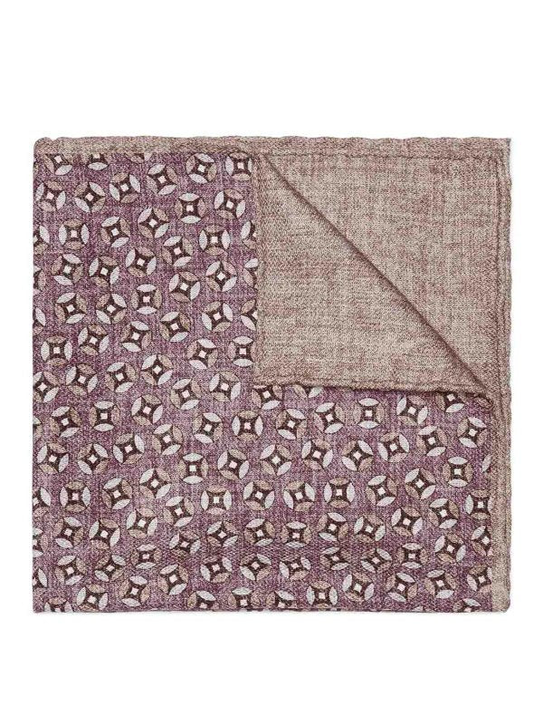 BRUNELLO CUCINELLI MEN'S PATTERNED POCKET SQUARE WITH GEOMETRIC DESIGN