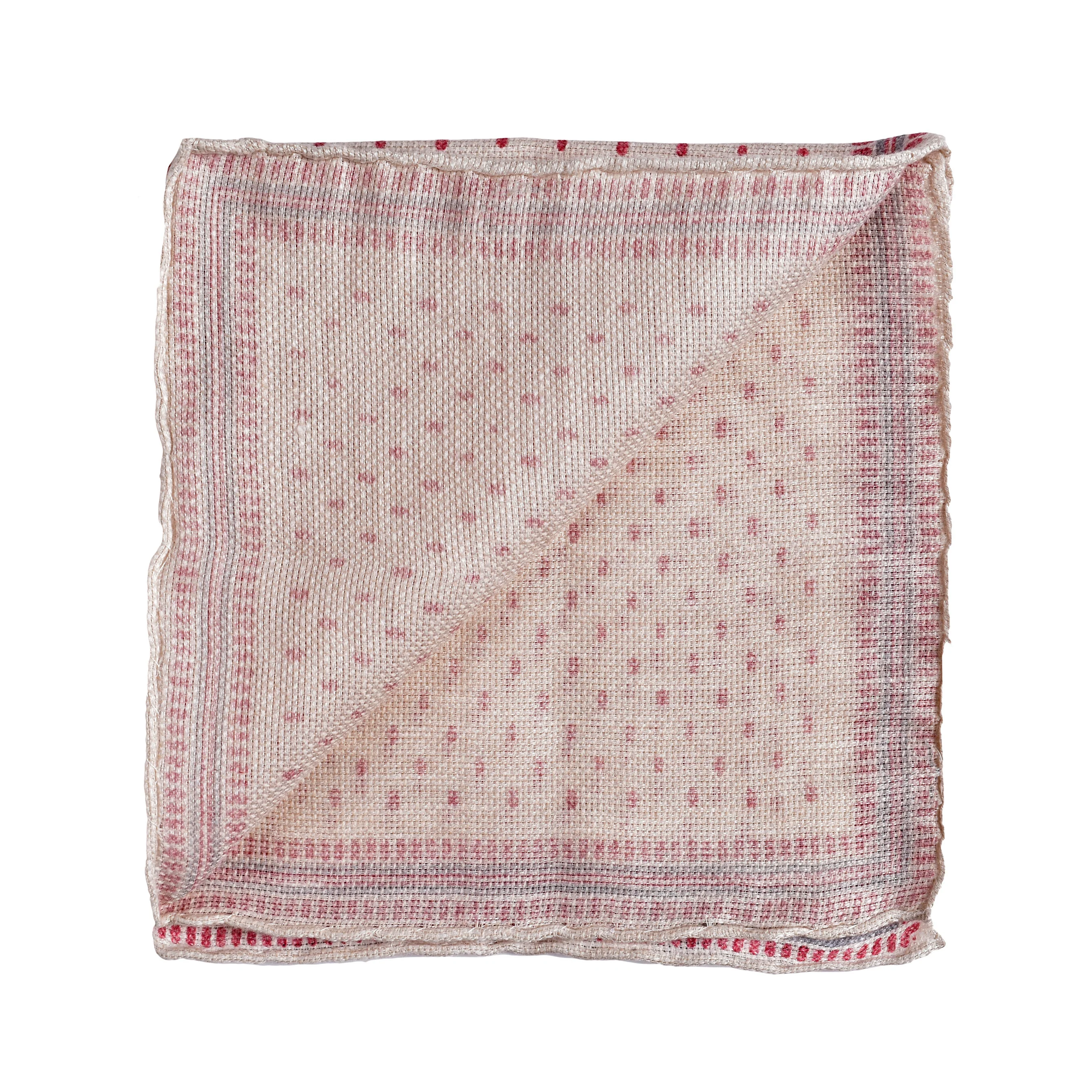 BRUNELLO CUCINELLI MEN'S RED POLKA DOT POCKET SQUARE - Image 2