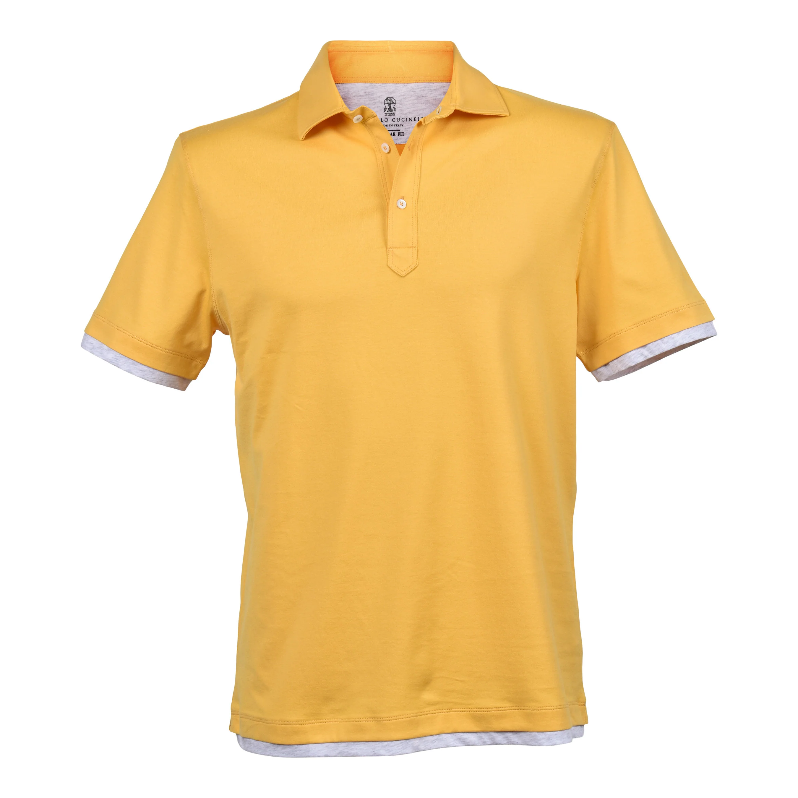 BRUNELLO CUCINELLI MEN'S SUNFLOWER SHORT SLEEVE POLO SHIRT
