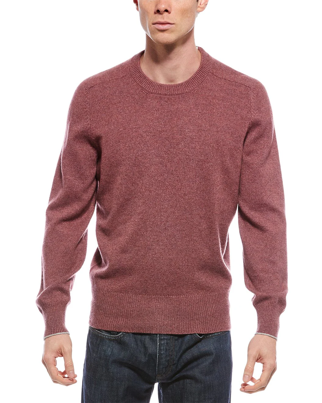 BRUNELLO CUCINELLI MEN'S RED CREW NECK KNIT SWEATER