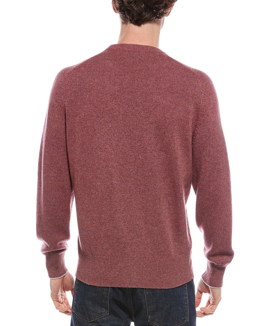 BRUNELLO CUCINELLI MEN'S RED CREW NECK KNIT SWEATER - Image 2