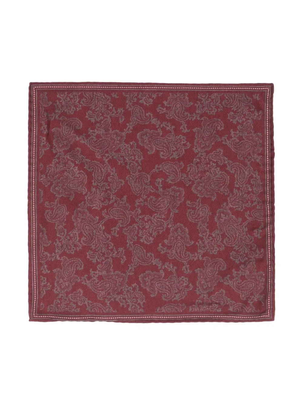 BRUNELLO CUCINELLI MEN'S RED PAISLEY POCKET SQUARE