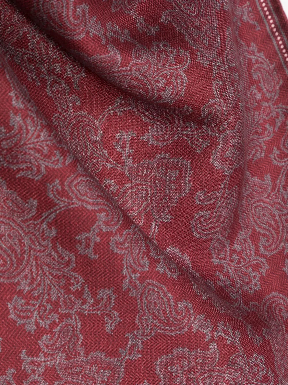 BRUNELLO CUCINELLI MEN'S RED PAISLEY POCKET SQUARE - Image 2