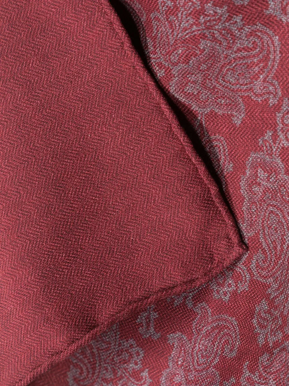 BRUNELLO CUCINELLI MEN'S RED PAISLEY POCKET SQUARE - Image 3