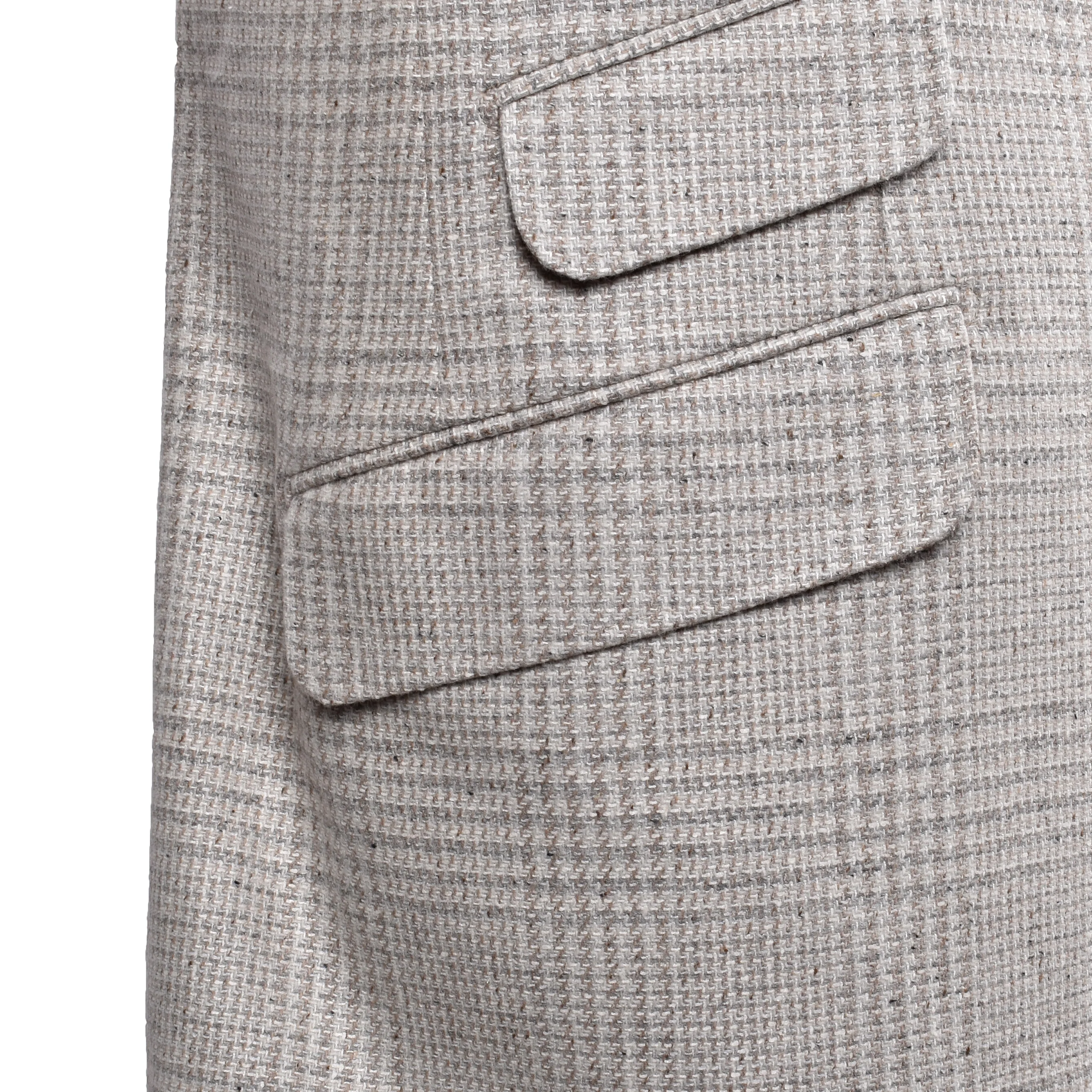 BRUNELLO CUCINELLI MEN'S SAND WOOL BLEND CHECK SUIT - Image 5