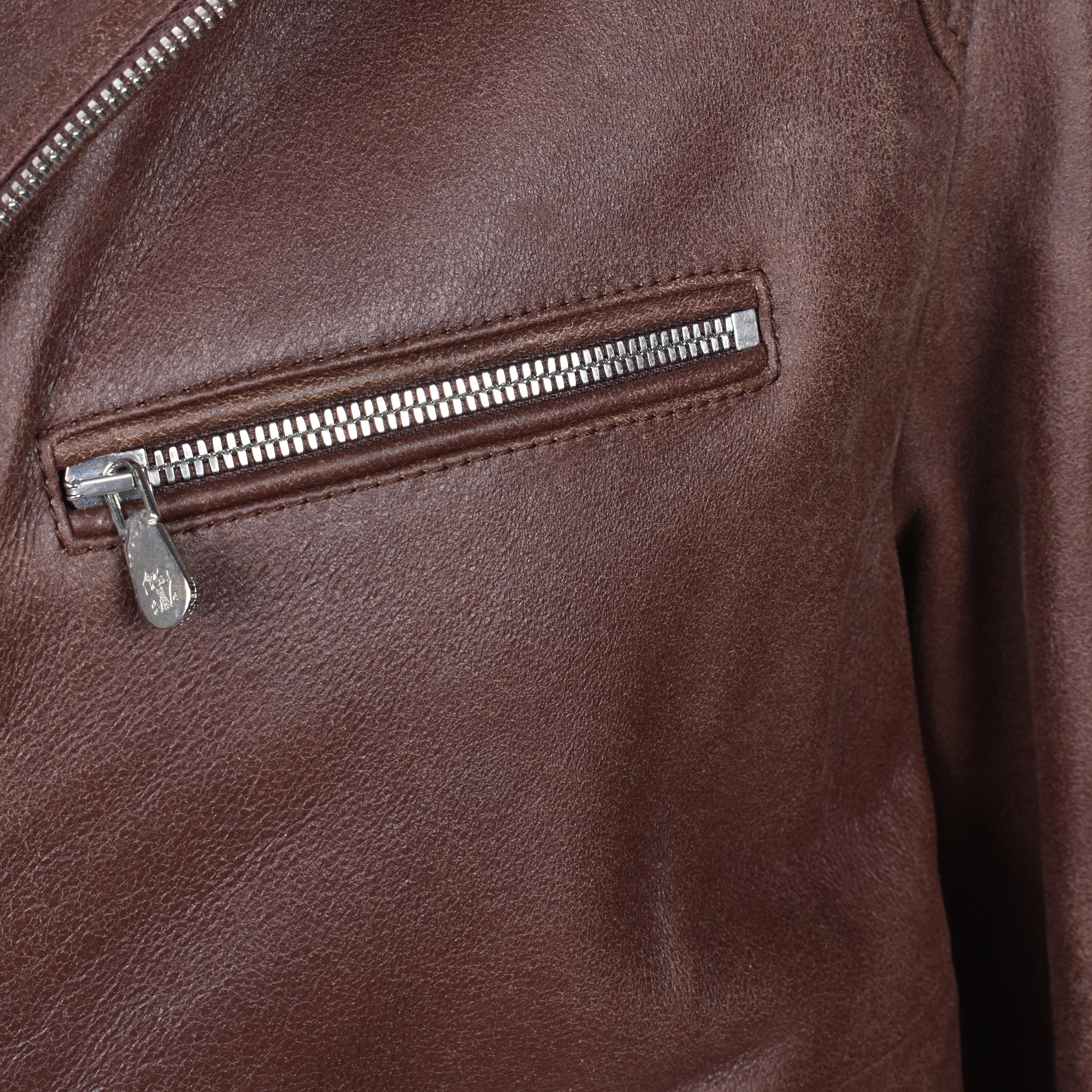 BRUNELLO CUCINELLI MEN'S BROWN LEATHER SHEARLING BOMBER JACKET - Image 4