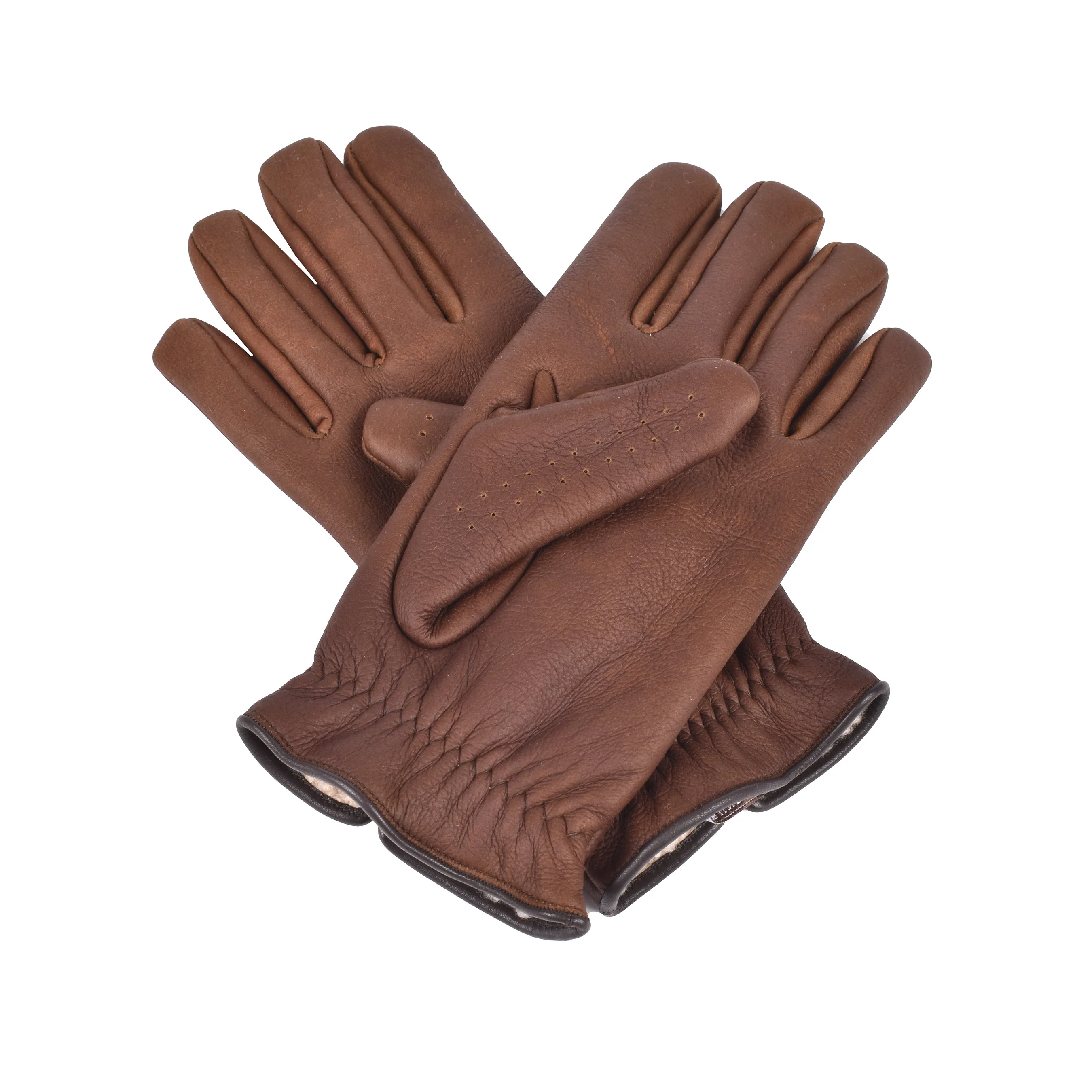 BRUNELLO CUCINELLI MEN'S SHEARLING WOOL LINED GENUINE LEATHER GLOVES