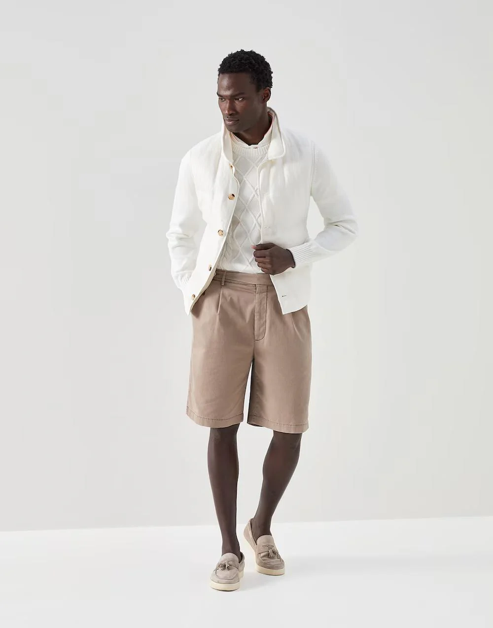 BRUNELLO CUCINELLI MEN'S OFF-WHITE POLO SHIRT WITH EMBROIDERY - Image 3