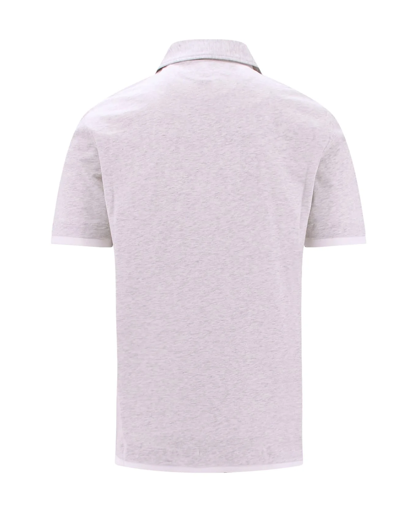 BRUNELLO CUCINELLI MEN'S PEARL WHITE POLO SHIRT - Image 2