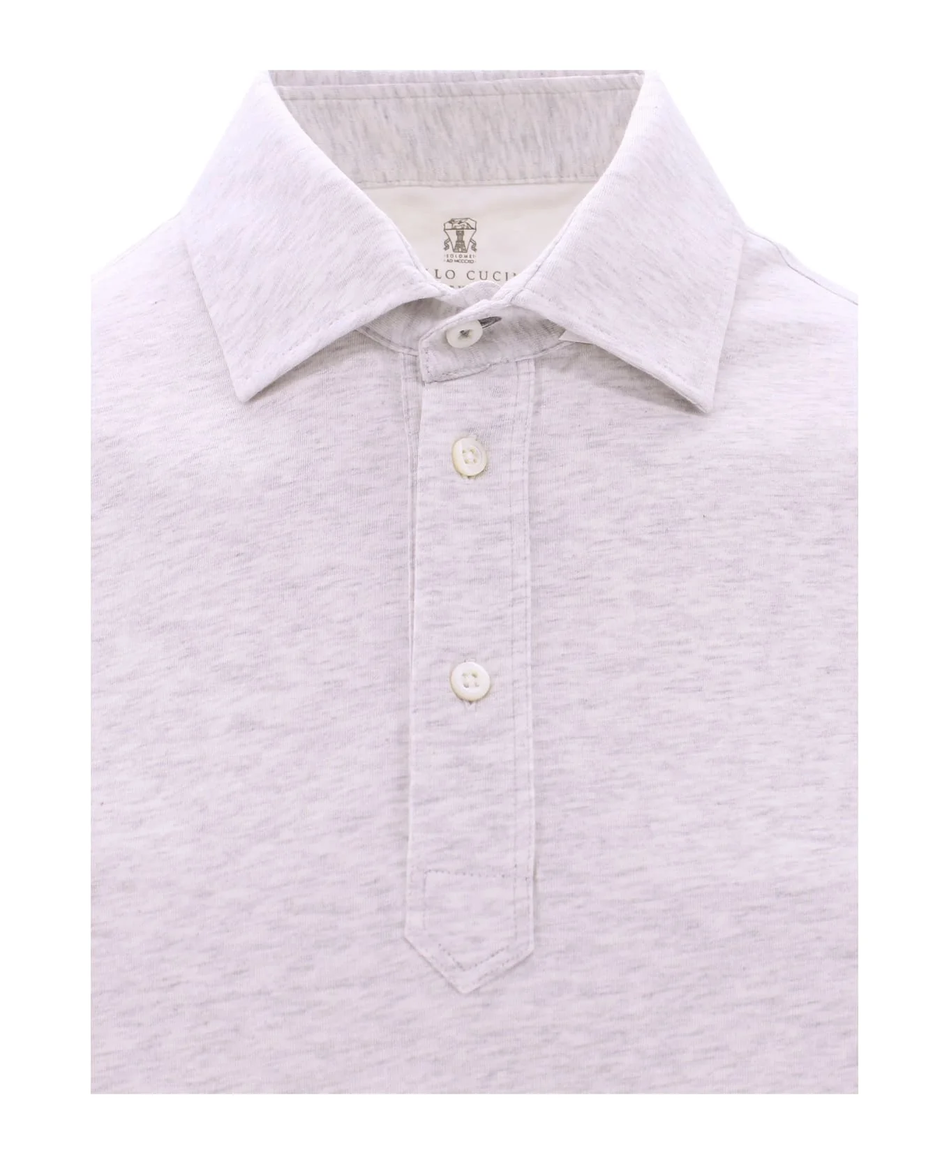 BRUNELLO CUCINELLI MEN'S PEARL WHITE POLO SHIRT - Image 3