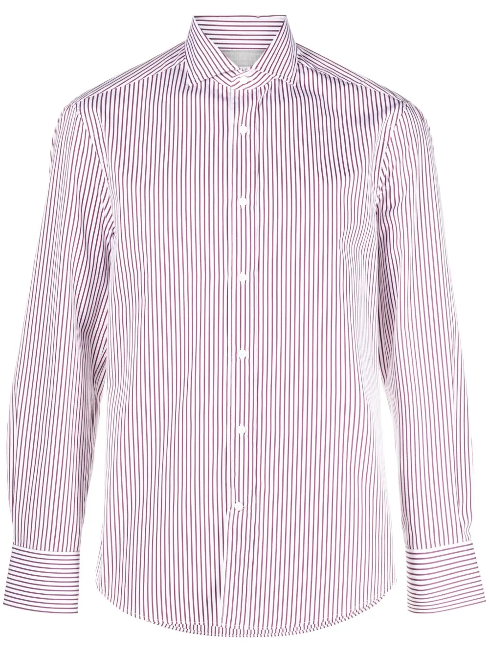 BRUNELLO CUCINELLI MEN'S PURPLE STRIPED BUTTON-DOWN SHIRT