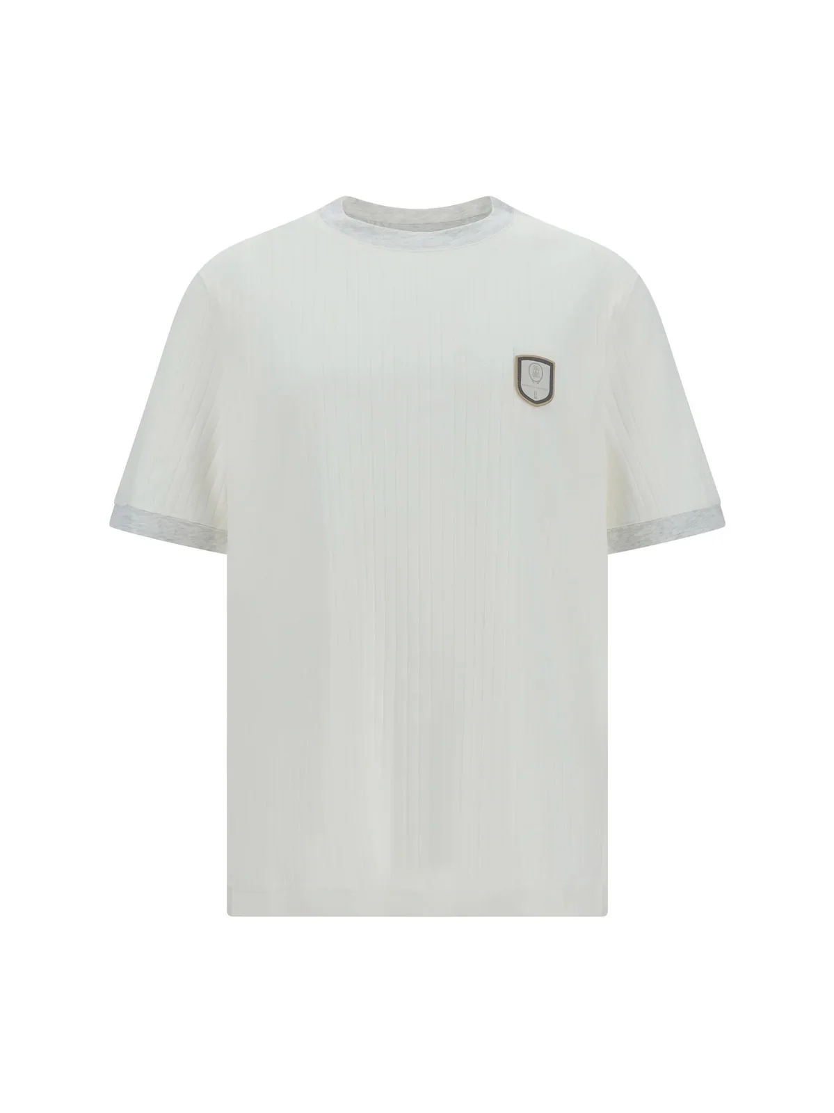 BRUNELLO CUCINELLI MEN'S OFF WHITE RIBBED T-SHIRT