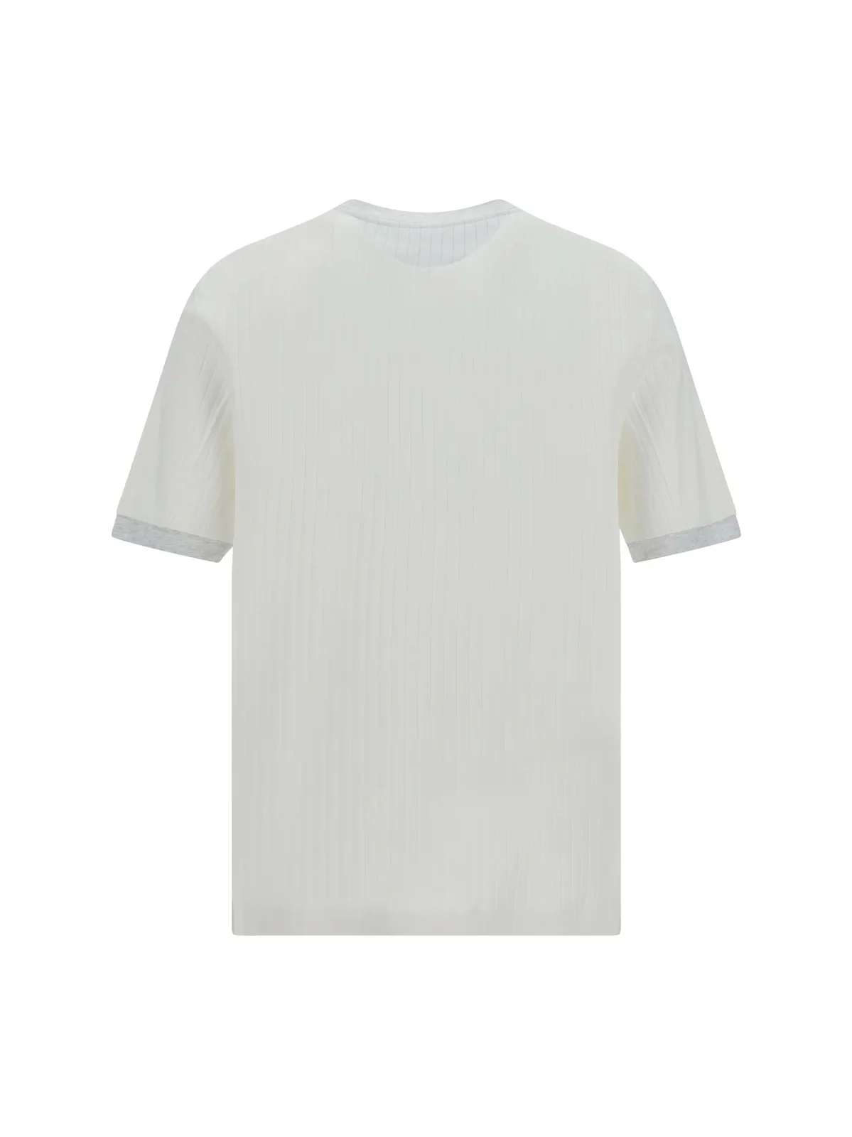 BRUNELLO CUCINELLI MEN'S OFF WHITE RIBBED T-SHIRT - Image 2