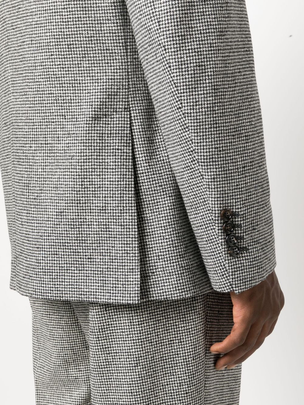 BRUNELLO CUCINELLI MEN'S LIGHT GREY HOUNDSTOOTH SUIT JACKET - Image 5