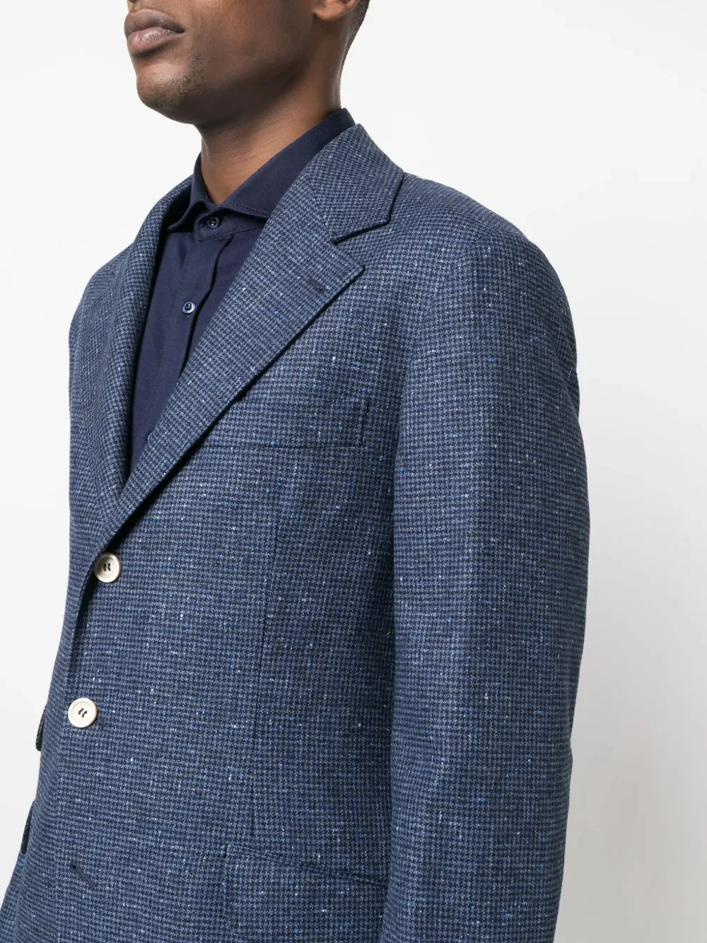 BRUNELLO CUCINELLI MEN'S BLUE TEXTURED TAILORED SUIT - Image 4