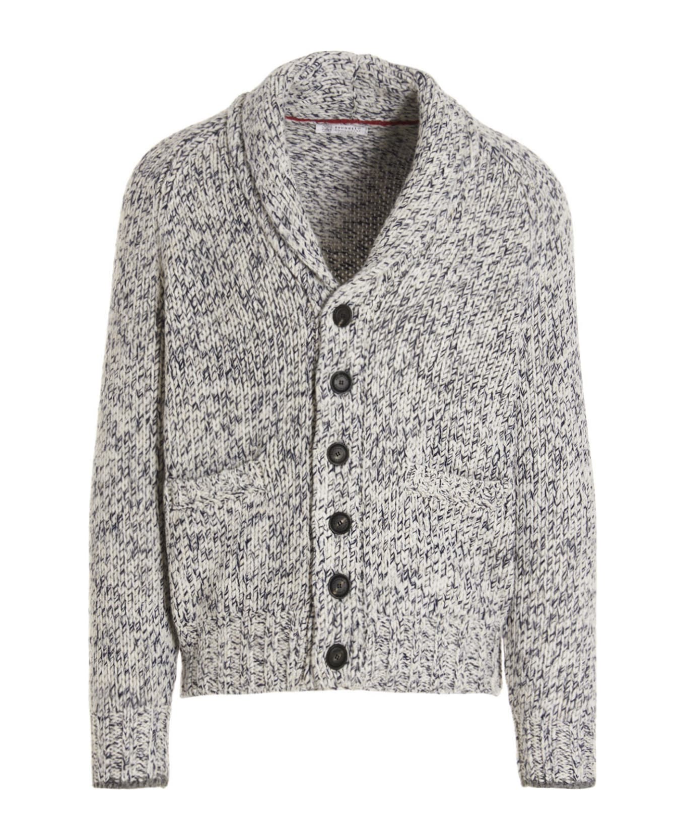 BRUNELLO CUCINELLI MEN'S MARLED SHAWL COLLAR KNIT CARDIGAN