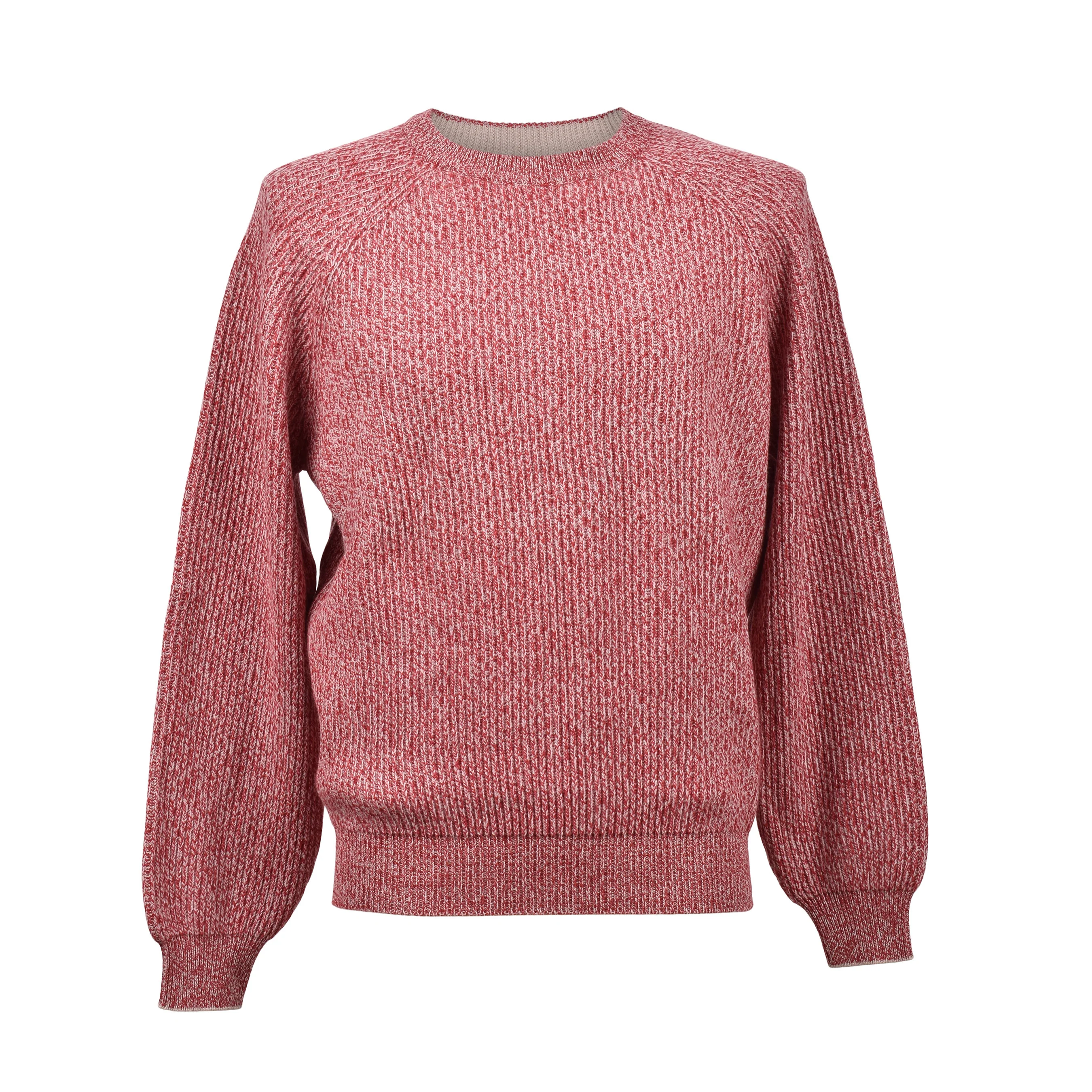 BRUNELLO CUCINELLI MEN'S TOMATO CASHMERE BLEND CREW SWEATER