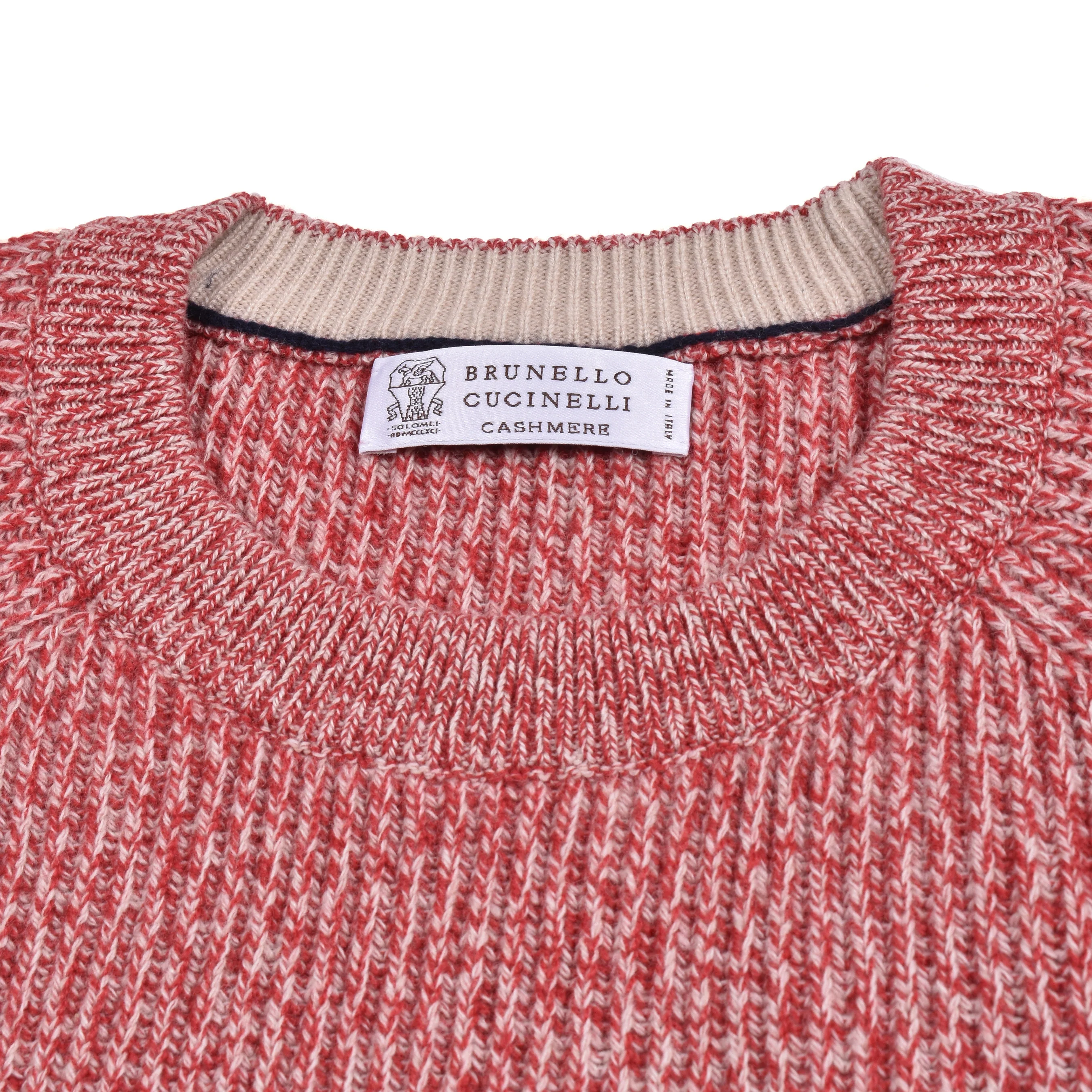 BRUNELLO CUCINELLI MEN'S TOMATO CASHMERE BLEND CREW SWEATER - Image 3