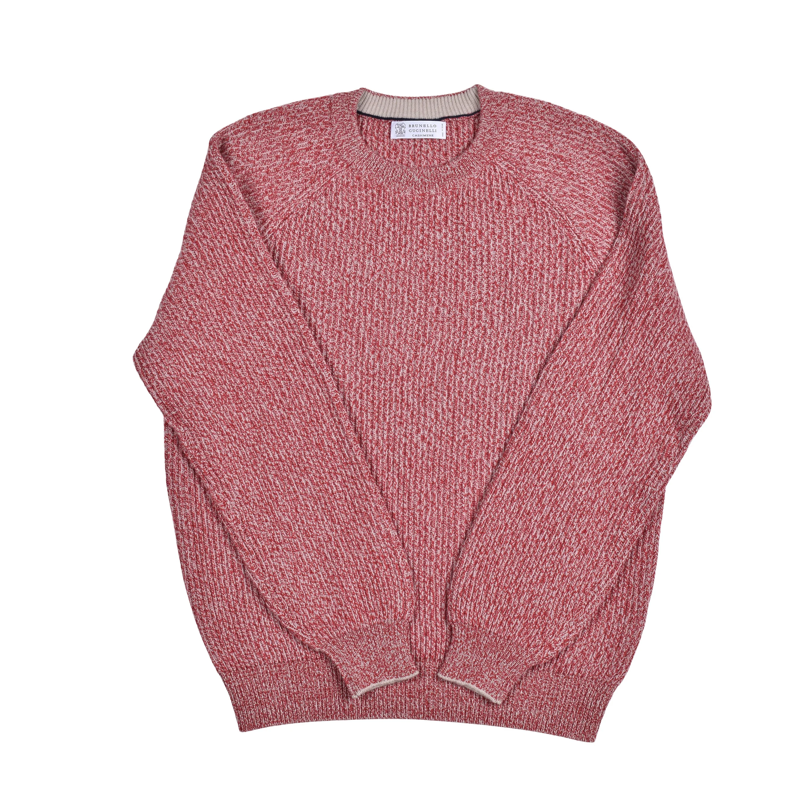 BRUNELLO CUCINELLI MEN'S TOMATO CASHMERE BLEND CREW SWEATER - Image 5