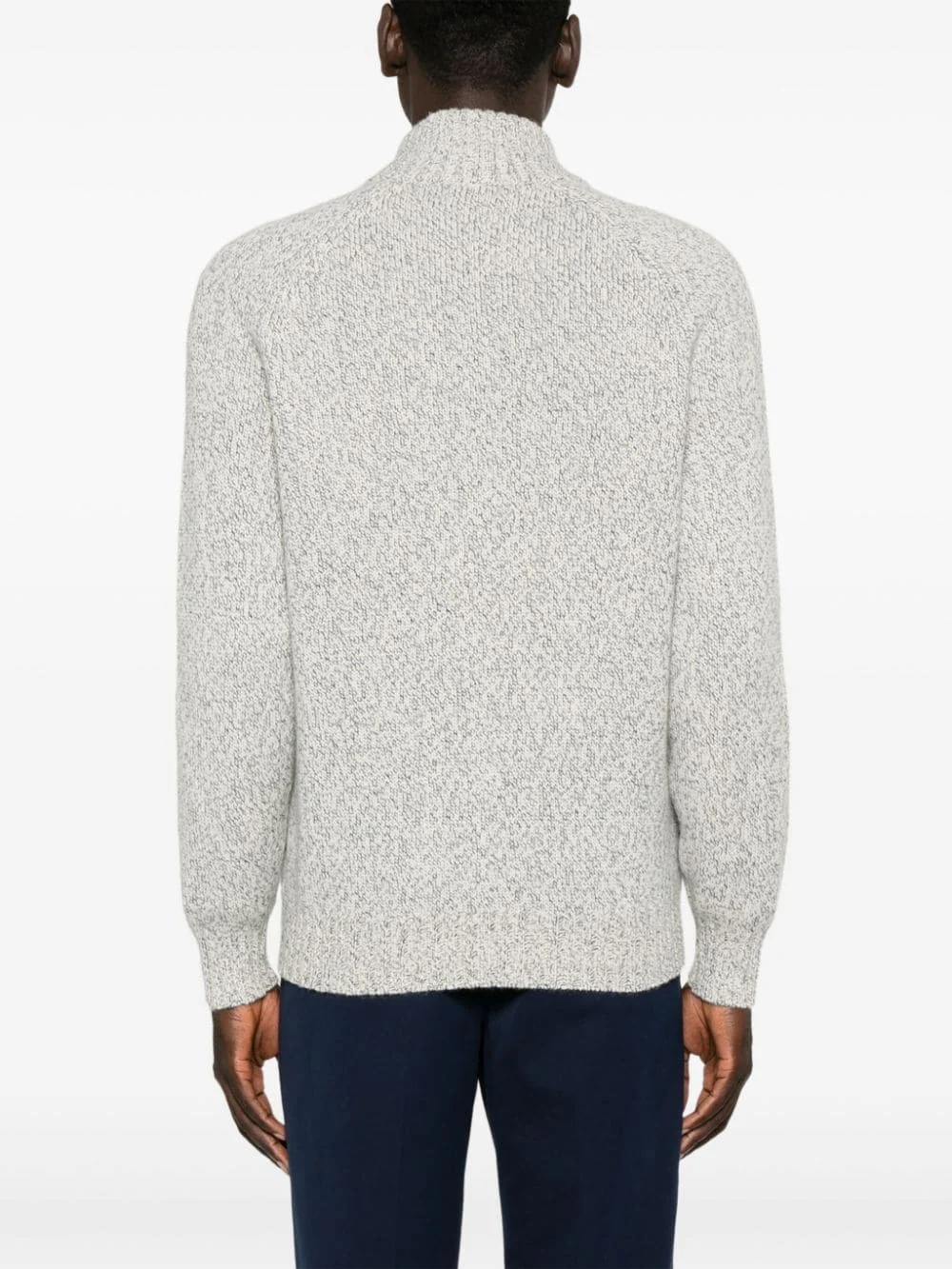 BRUNELLO CUCINELLI MEN'S GRAY ZIP-UP KNIT SWEATER - Image 4
