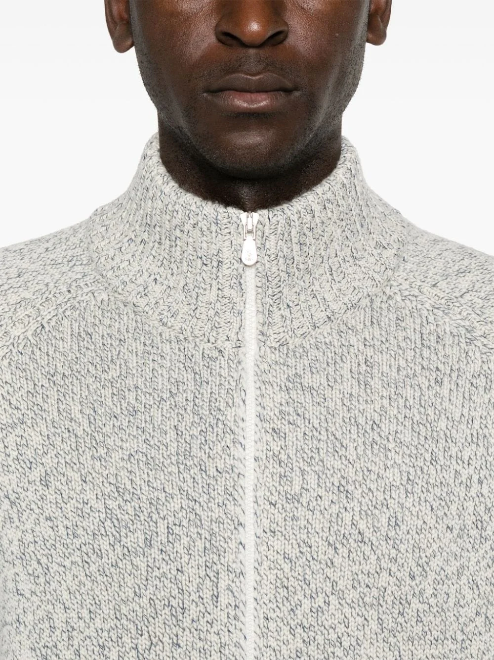 BRUNELLO CUCINELLI MEN'S GRAY ZIP-UP KNIT SWEATER - Image 5