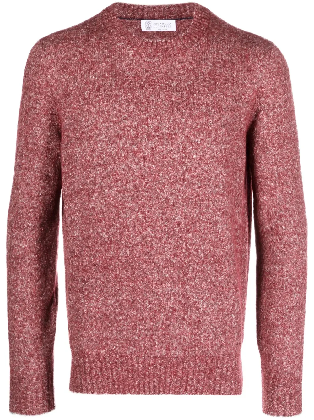 BRUNELLO CUCINELLI MEN'S RED TEXTURED KNIT SWEATER