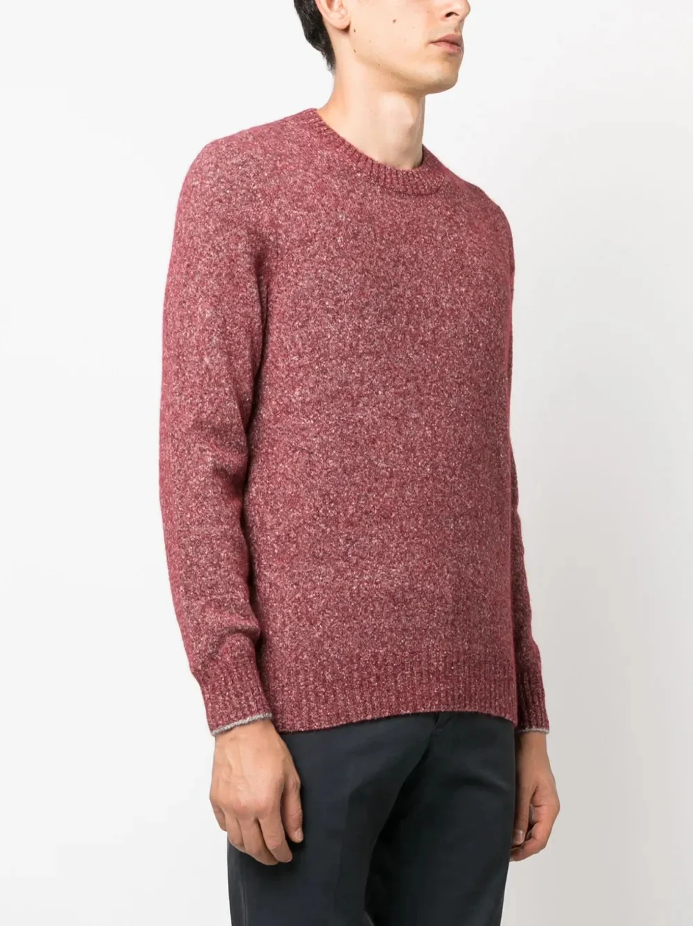BRUNELLO CUCINELLI MEN'S RED TEXTURED KNIT SWEATER - Image 3
